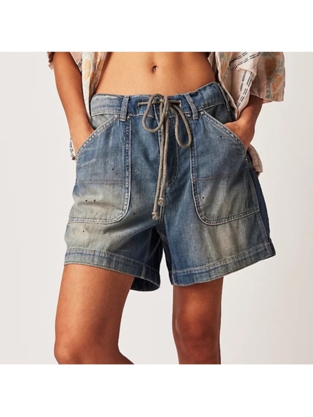 NWT Free People Second Chances Low-Slung Jean Shorts Blue Small - Picture 13 of 14